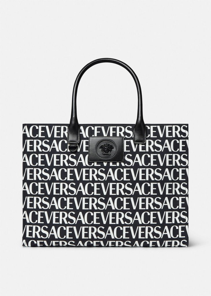 Women VERSACE Tote Bags | Versace Allover Large Tote Bag Black